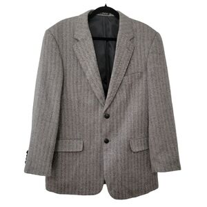 Savile Row Men's Herringbone Sport‎ Coat Size 41R 100% Wool Black White Vintage